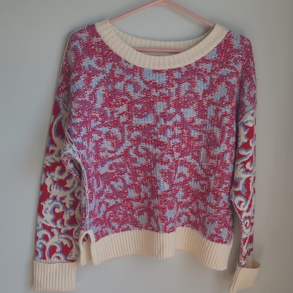 Sundance Women's Angora Blend Fuschia and Cream Sweater Size L